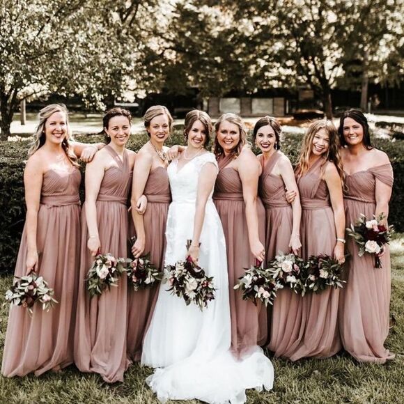 🆕️ Birdy Grey Christina Convertible Sleeve Tulle Bridesmaid Dress Sandy Mauve - Picture 3 of 14